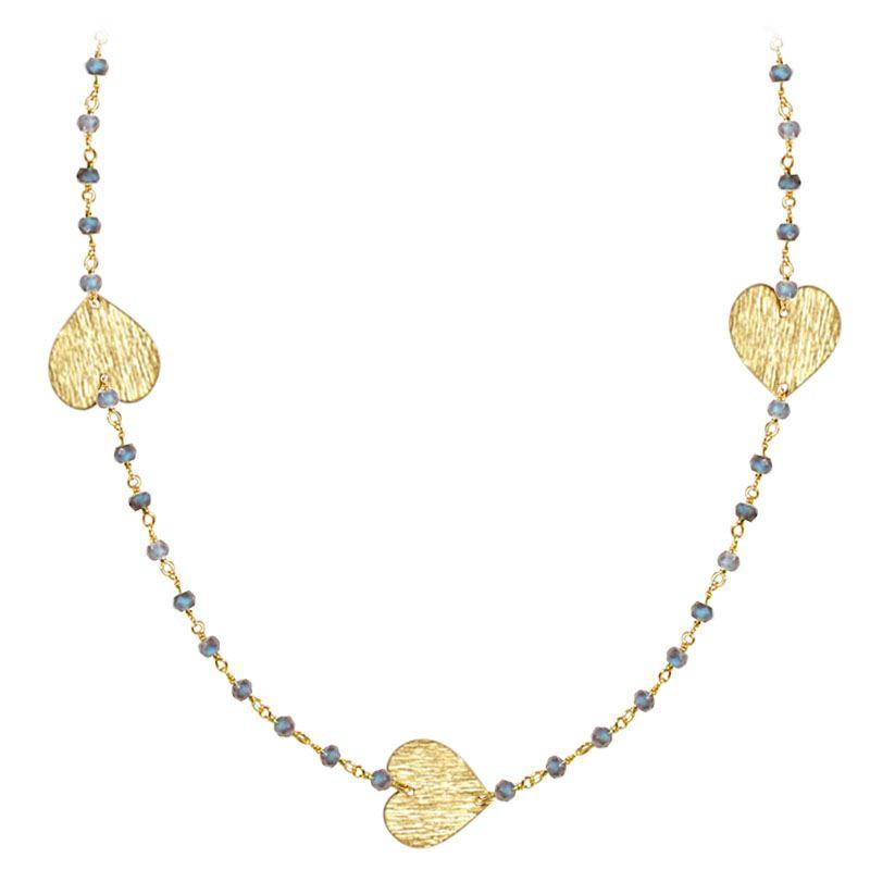 CHG-201-LB-18" 18K Gold Overlay Necklace With Labradorite Beads Bali Designs Inc 
