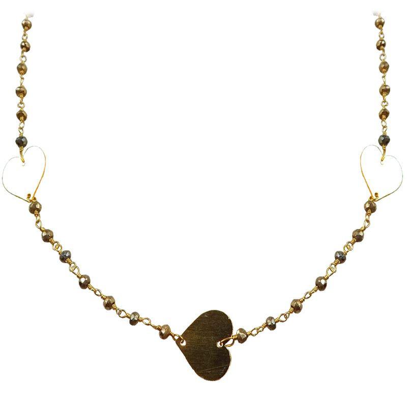 CHG-201-PY-18" 18K Gold Overlay Necklace With Pyrite Beads Bali Designs Inc 