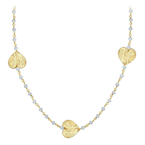 CHG-201-RM-18" 18K Gold Overlay Necklace With Rainbow Moonstone Beads Bali Designs Inc 