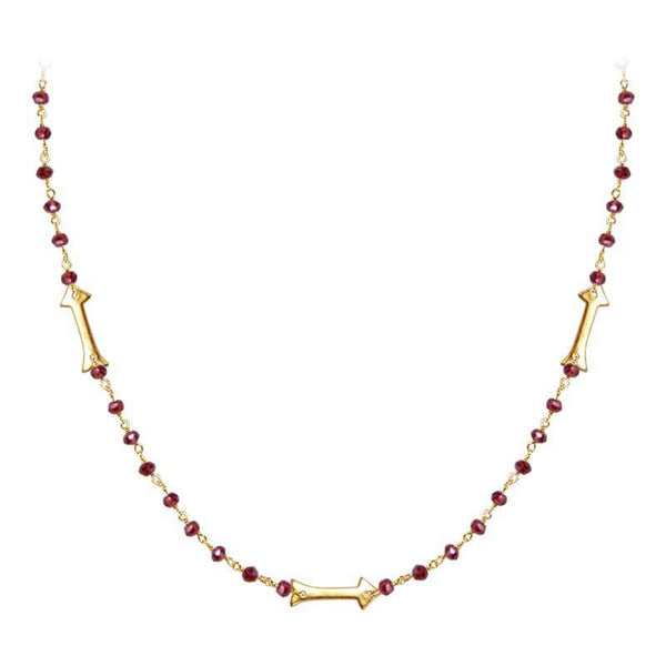 CHG-203-GA-18" 18K Gold Overlay Necklace With Garnet Beads Bali Designs Inc 
