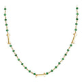 CHG-203-GO-18" 18K Gold Overlay Necklace With Green Onyx Beads Bali Designs Inc 