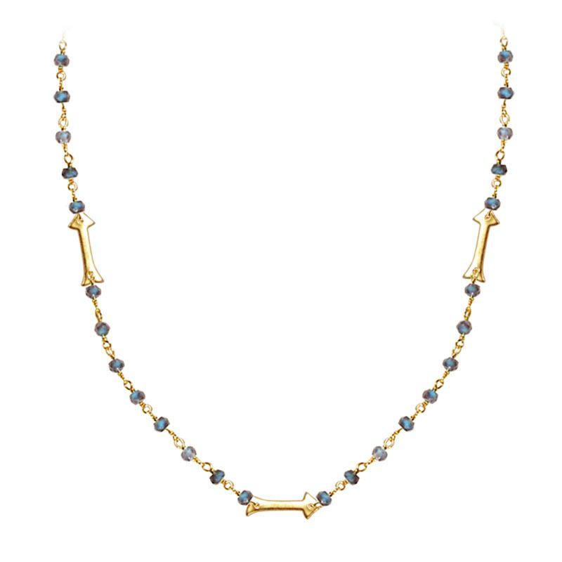 CHG-203-LB-18" 18K Gold Overlay Necklace With Labradorite Beads Bali Designs Inc 