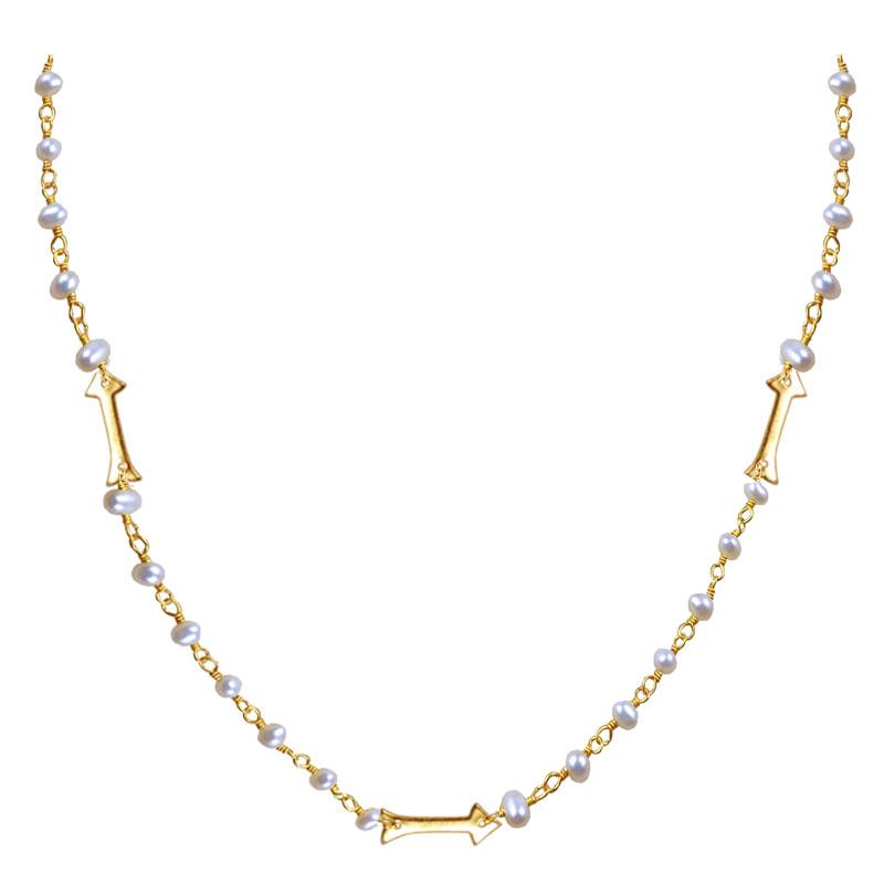 CHG-203-PE-18" 18K Gold Overlay Necklace With Pearl Beads Bali Designs Inc 