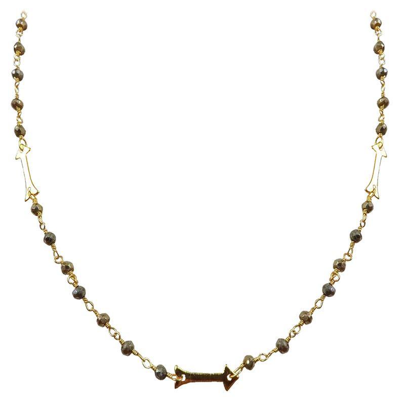 CHG-203-PY-18" 18K Gold Overlay Necklace With Pyrite Beads Bali Designs Inc 