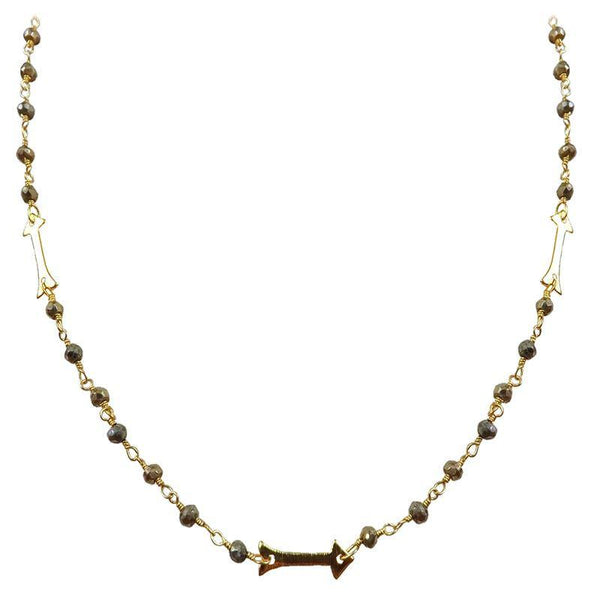 CHG-203-PY-18" 18K Gold Overlay Necklace With Pyrite Beads Bali Designs Inc 