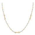 CHG-203-RM-18" 18K Gold Overlay Necklace With Rainbow Moonstone Beads Bali Designs Inc 