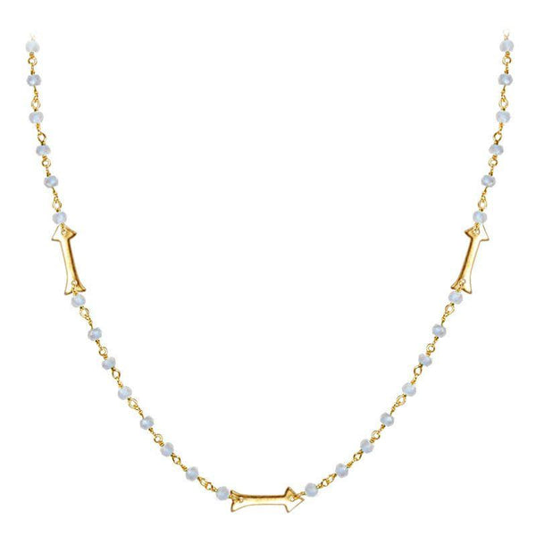 CHG-203-RM-18" 18K Gold Overlay Necklace With Rainbow Moonstone Beads Bali Designs Inc 