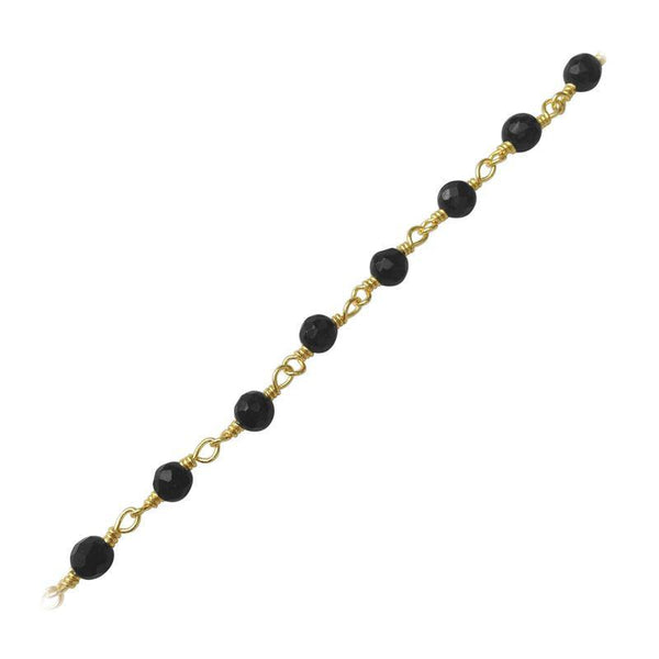CHG-210-OX 18K Gold Overlay Beading & Extender Black Onyx Chain Beads Bali Designs Inc 