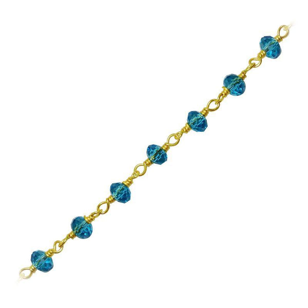 CHG-212-BT 18K Gold Overlay Beading & Extender Blue Topaz Chain Beads Bali Designs Inc 