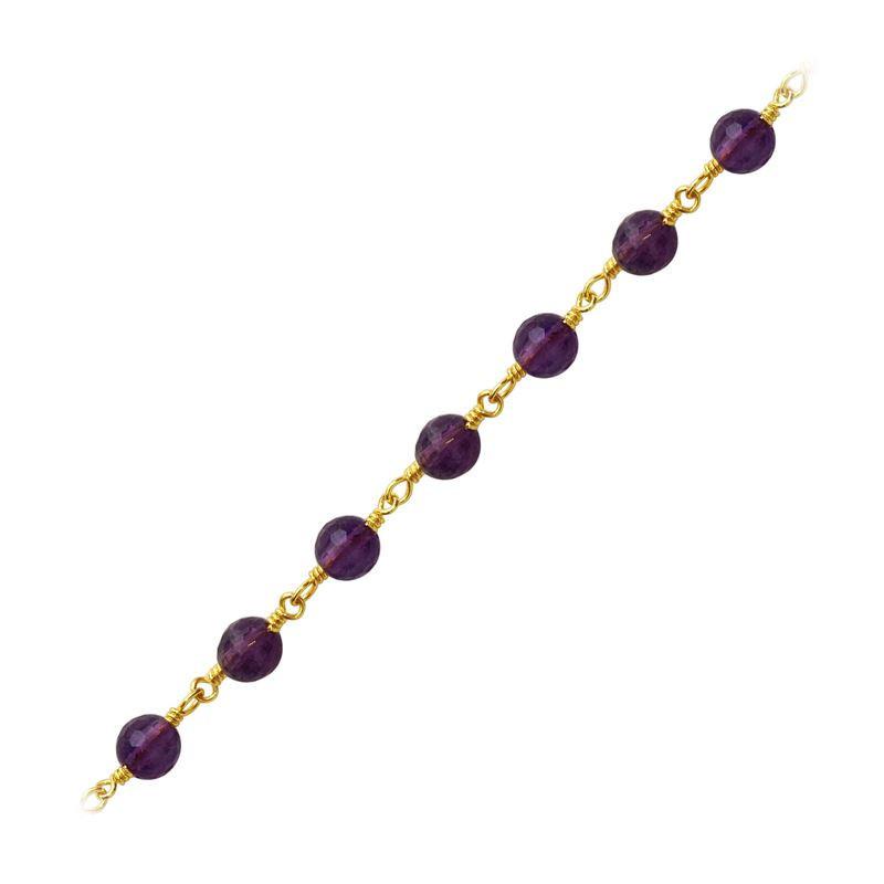 18K Gold Overlay Over Copper Amethyst Quartz beading extender chain with faceted purple beads crafted for wholesale jewelry making use