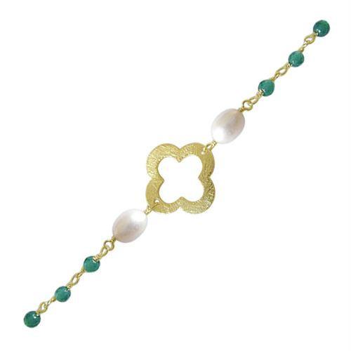 CHG-227-CO1 18K Gold Overlay Beading & Extender Green Onyx & Pearl Beads Bali Designs Inc 