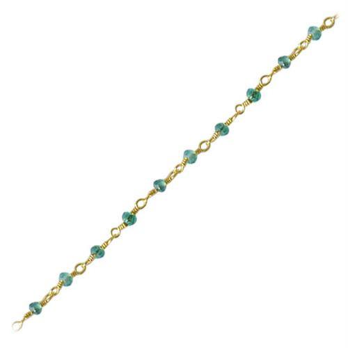 18K Gold Overlay Over Copper Green Onyx beading extender chain with evenly spaced faceted beads created for wholesale jewelry manufacturing and assembly use