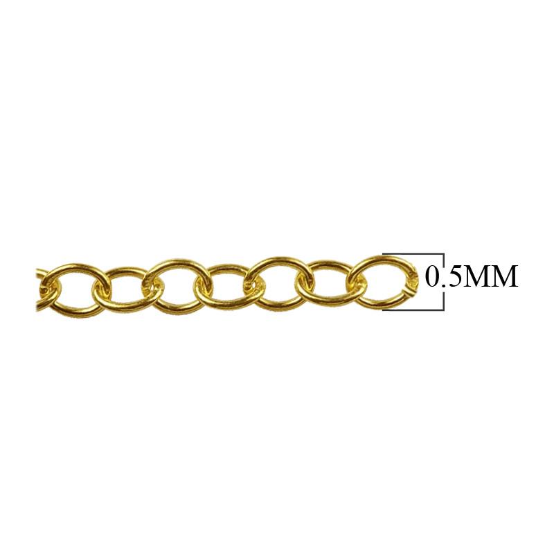 18K Gold Overlay Over Copper beading and extender chain with polished oval interlinked links designed for wholesale jewelry manufacturing and professional assembly use