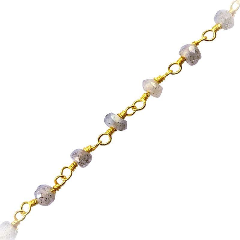 CHG-234-LB 18K Gold Overlay Beading & Extender Labradorite Chain Beads Bali Designs Inc 