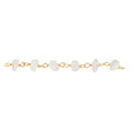18K Gold Overlay Over Copper beading extender chain with Rainbow Moonstone accents arranged along polished links for wholesale jewelry manufacturing and bulk component applications