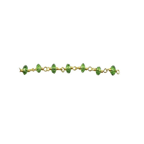 CHG-237-GO 18K Gold Overlay Beading & Extender Green Quartz Chain Beads Bali Designs Inc 