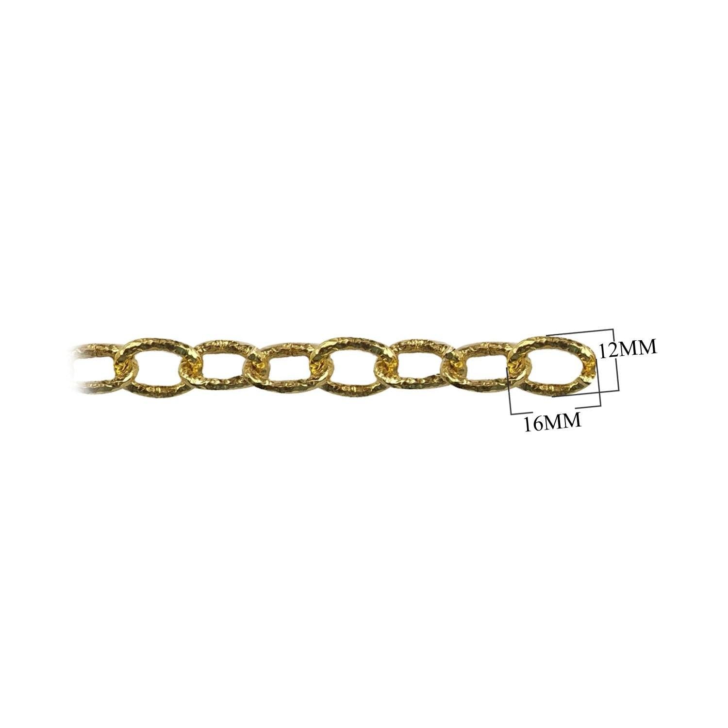 18K Gold Overlay Over Copper large oval link chain with textured finish and bold proportions designed for wholesale jewelry manufacturing and statement chain production