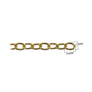18K Gold Overlay Over Copper large oval link chain with textured finish and bold proportions designed for wholesale jewelry manufacturing and statement chain production