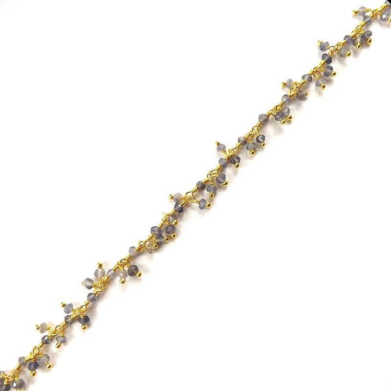 CHG-249-IO 18K Gold Overlay Beading & Extender Iolite Chain Beads Bali Designs Inc 
