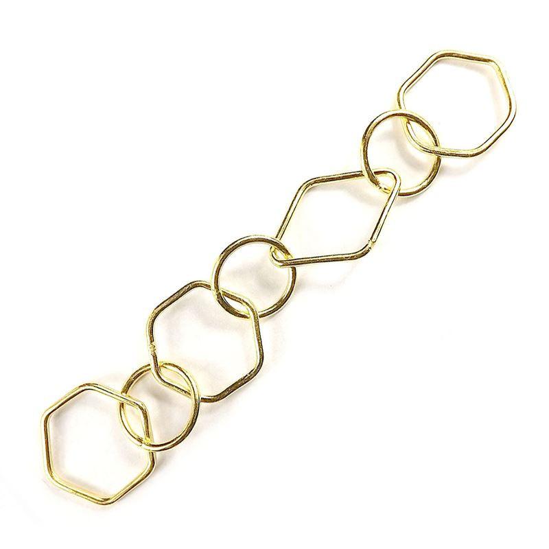 CHG-254 18K Gold Overlay Beading & Extender Chain Hexagon & Round Ring Beads Bali Designs Inc 