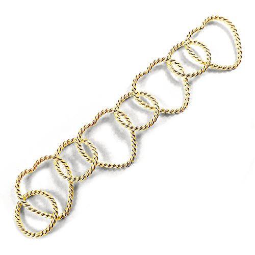 18K Gold Overlay Over Copper textured heart link chain featuring rope style twisted links designed for wholesale jewelry manufacturing and symbolic design use