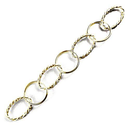 18K Gold Overlay Over Copper oval rope and round link chain featuring textured oval links designed for wholesale jewelry manufacturing and balanced pattern designs