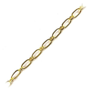 18K Gold Overlay Over Copper small oval link chain featuring elongated compact links designed for wholesale jewelry manufacturing and precision connector use
