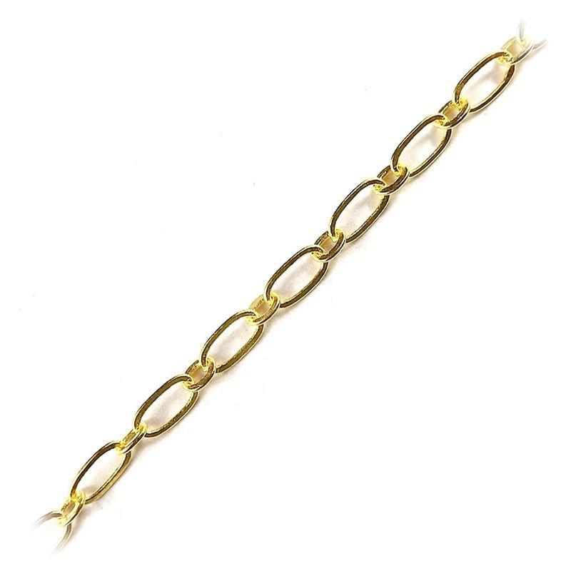 18K Gold Overlay Over Copper small oval link chain featuring elongated compact links designed for wholesale jewelry manufacturing and precision connector use