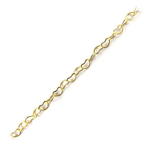 18K Gold Overlay Over Copper small heart link chain featuring compact heart-shaped links designed for wholesale jewelry manufacturing and extender chain use