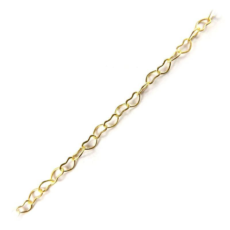 18K Gold Overlay Over Copper small heart link chain featuring compact heart-shaped links designed for wholesale jewelry manufacturing and extender chain use