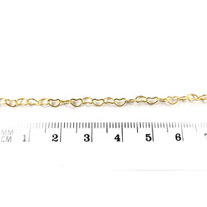 18K Gold Overlay Over Copper small heart link chain featuring compact heart-shaped links designed for wholesale jewelry manufacturing and extender chain use
