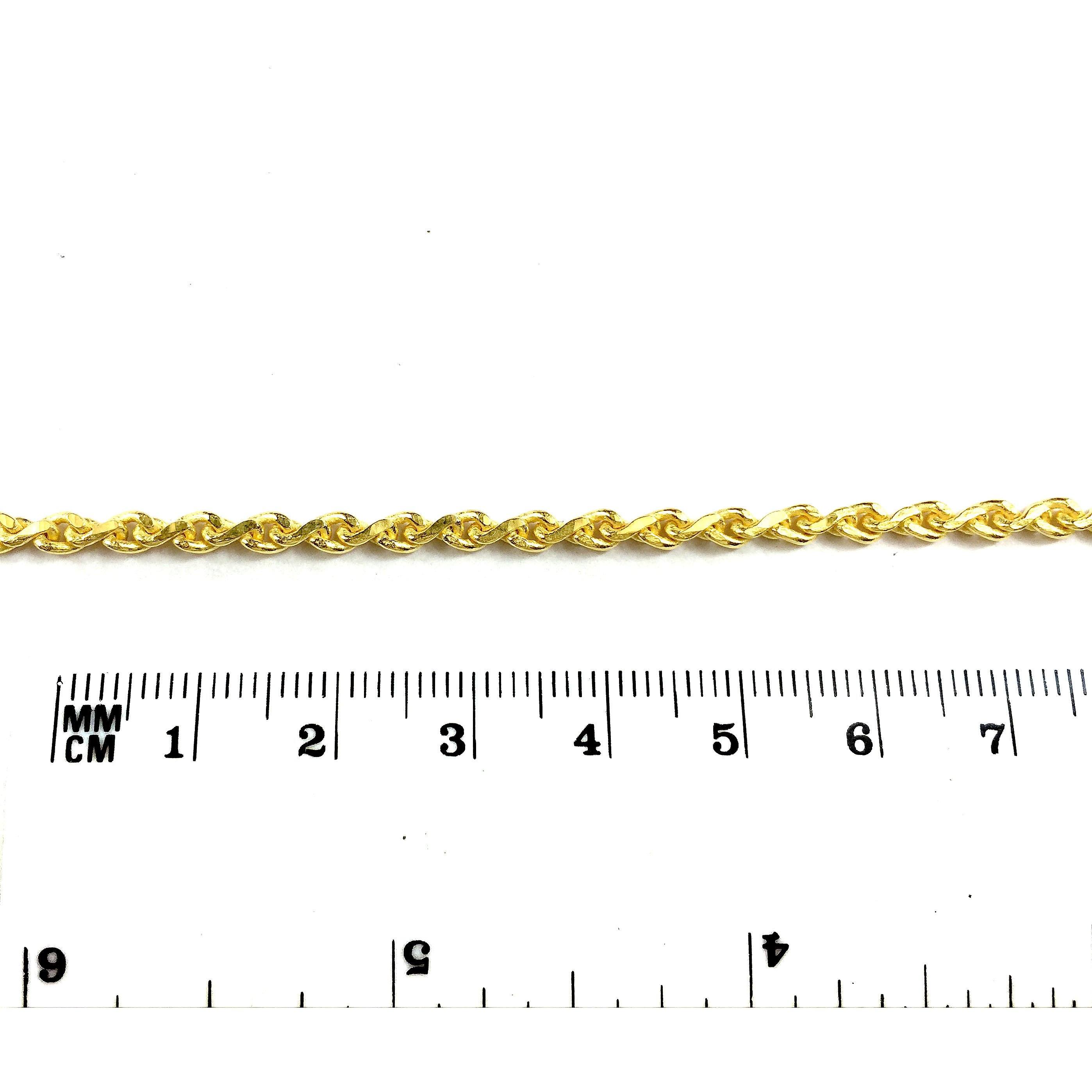 18K Gold Overlay Over Copper fine link extender chain featuring evenly spaced 3MM rounded links designed for professional jewelry manufacturing and bulk supply use