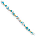 Beaded 18K Gold Overlay Over Copper jewelry chain featuring Blue Topaz Crystal and clear crystal accents with polished finish for wholesale jewelry manufacturing use