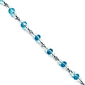Beaded 18K Gold Overlay Over Copper jewelry chain with Blue Topaz Crystal and clear crystal accents, designed for wholesale jewelry manufacturing and bulk production use
