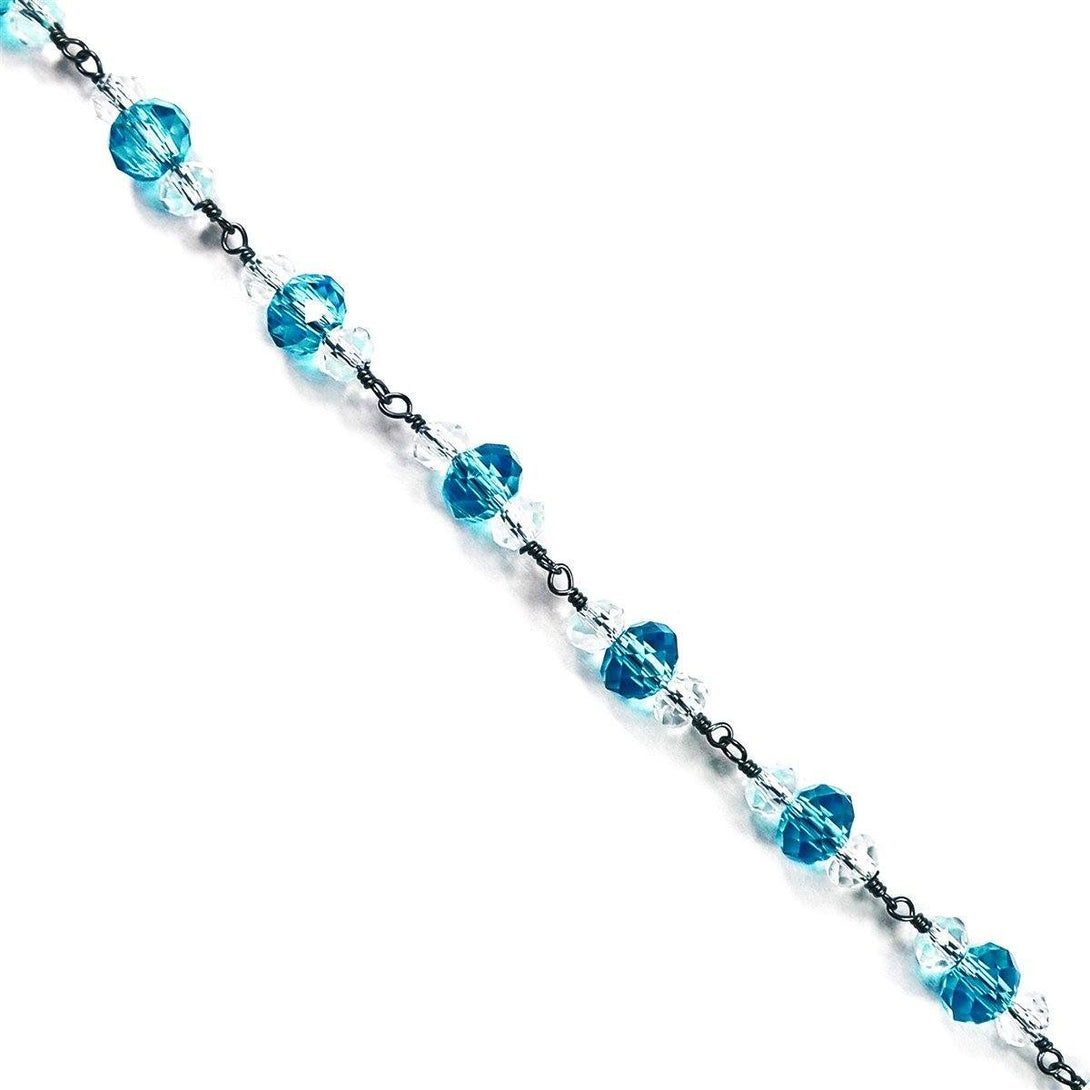 CHG-297-CO2 18K Gold Overlay Beading & Extender Blue Topaz Crystal & Crystal Beads Bali Designs Inc 