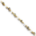 Beaded 18K Gold Overlay Over Copper jewelry chain with Labradorite and Rainbow Moonstone stones, designed for wholesale jewelry manufacturing and bulk production applications