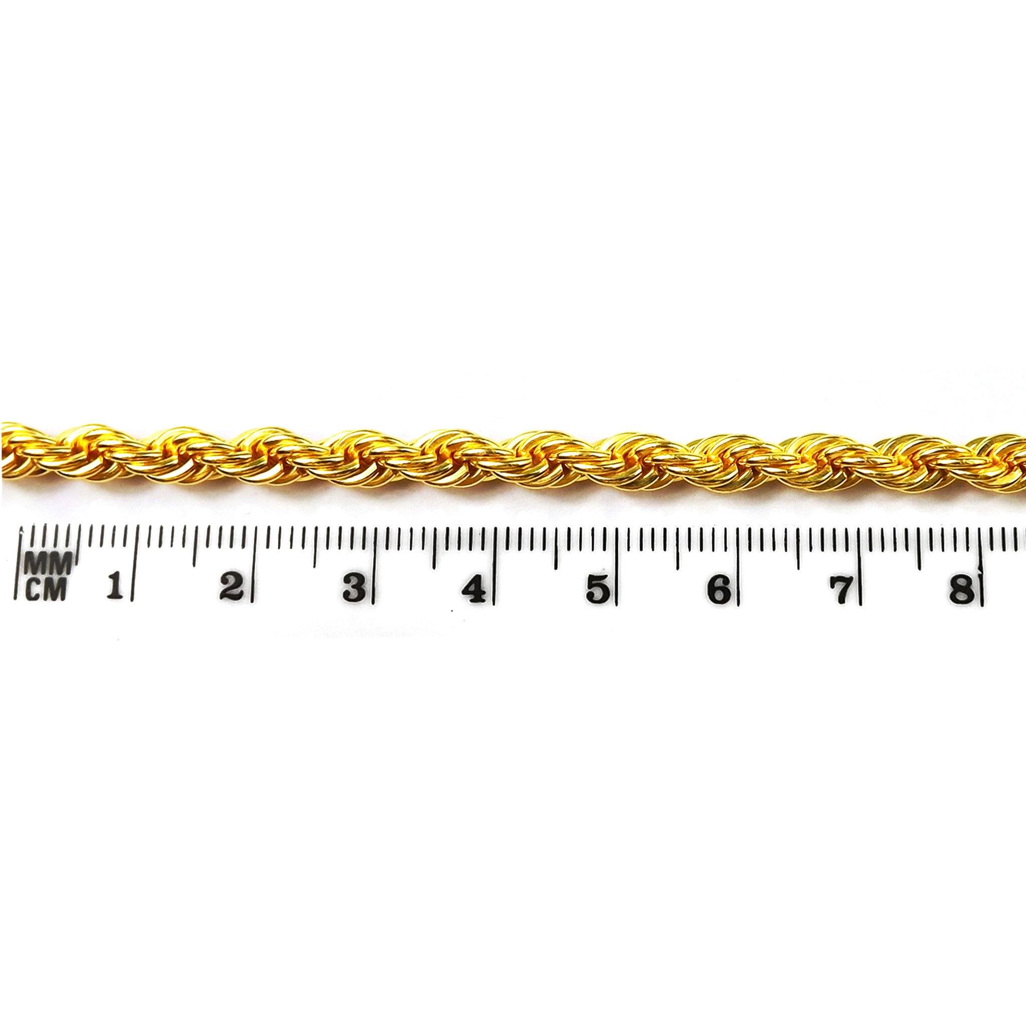 Rope style 18K Gold Overlay Over Copper jewelry chain with polished finish and tightly woven links, designed for wholesale jewelry manufacturing and bulk production use