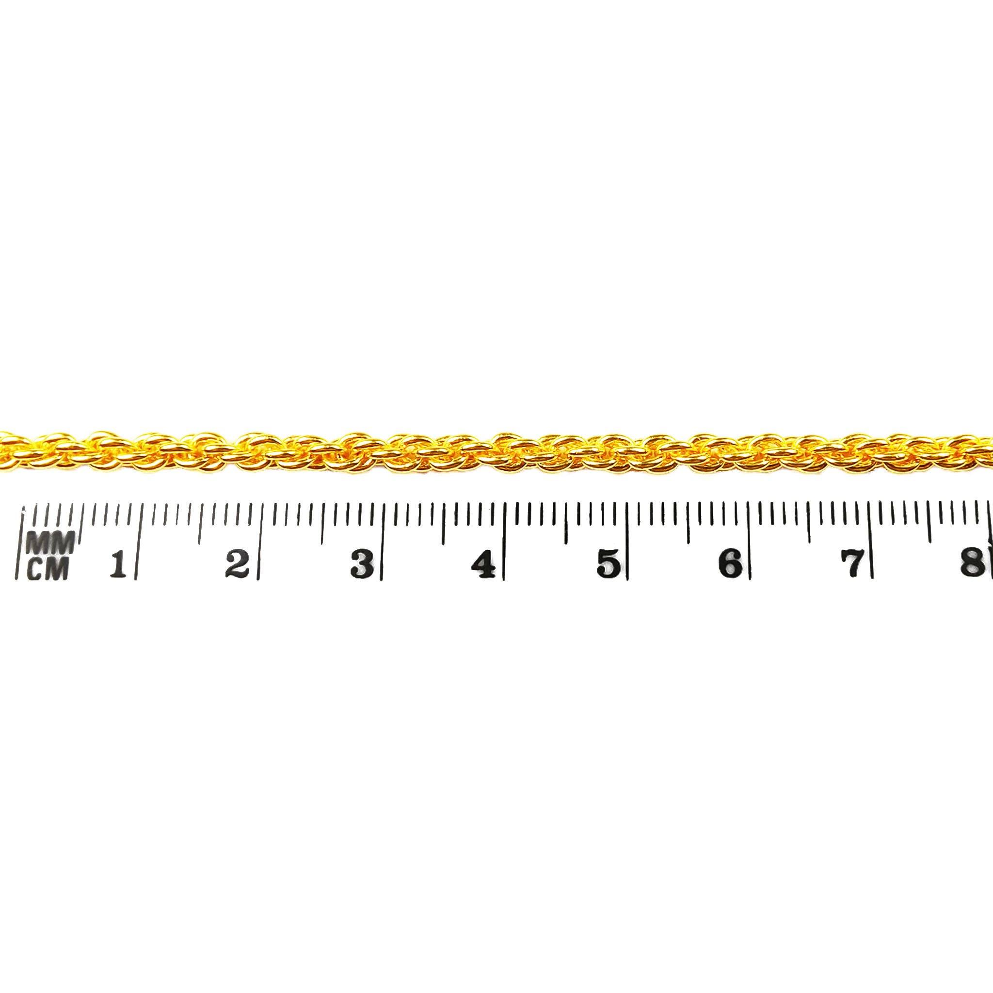 Fine rope style 18K Gold Overlay Over Copper jewelry chain with polished finish and tightly twisted links, designed for wholesale jewelry manufacturing and bulk production use