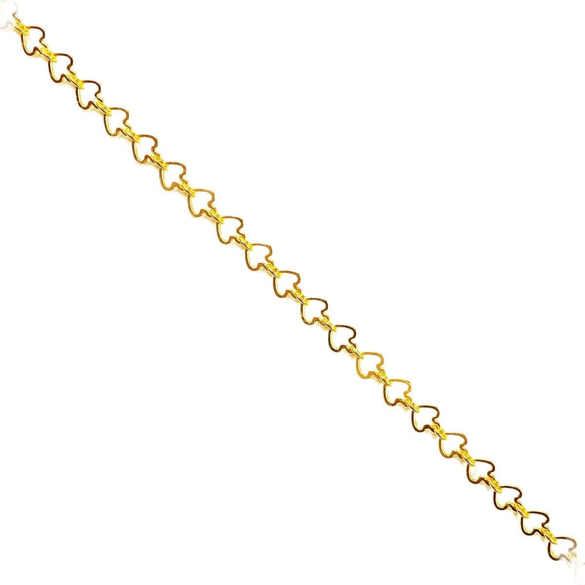 Heart shape link 18K Gold Overlay Over Copper jewelry chain with polished finish, designed for wholesale jewelry manufacturing, bulk production, and decorative jewelry applications