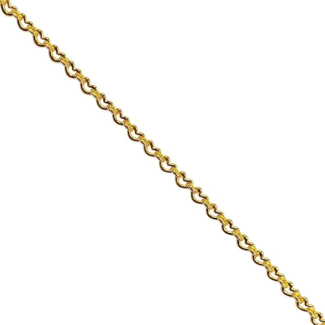 CHG-314 18K Gold Overlay Beading & Extender Chain Heart-4X3MM Oval Ring-2X3MM Beads Bali Designs Inc 