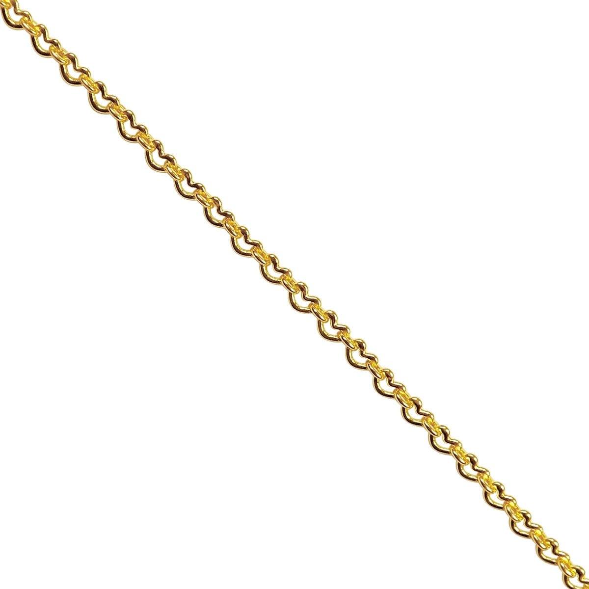 Alternating heart and oval link 18K Gold Overlay Over Copper jewelry chain with polished finish, designed for wholesale jewelry manufacturing and bulk decorative jewelry production
