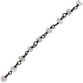 Oval link chain made with Rhodium Overlay Over Copper featuring Rainbow Moonstone bead accents, polished dark finish, and durable construction sold per foot for wholesale jewelry manufacturing