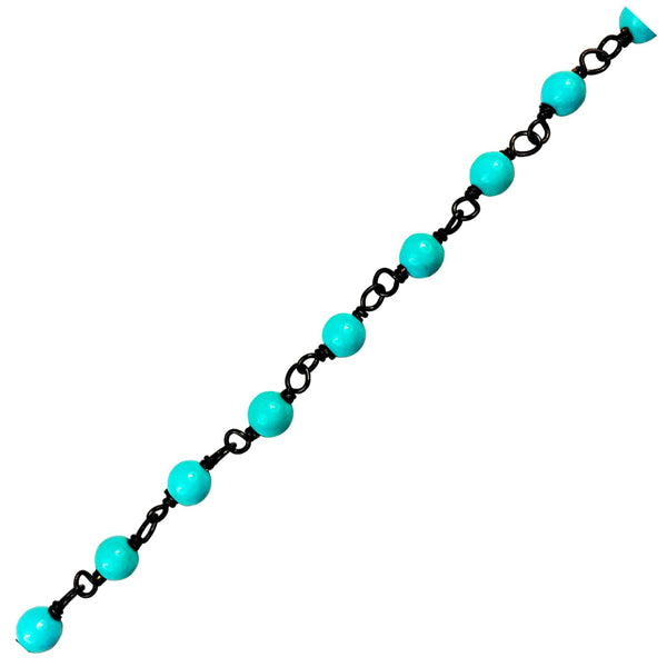 CHR-150-TQ Rhodium Overlay Beading & Extender Chain With Turquoise Beads Bali Designs Inc 