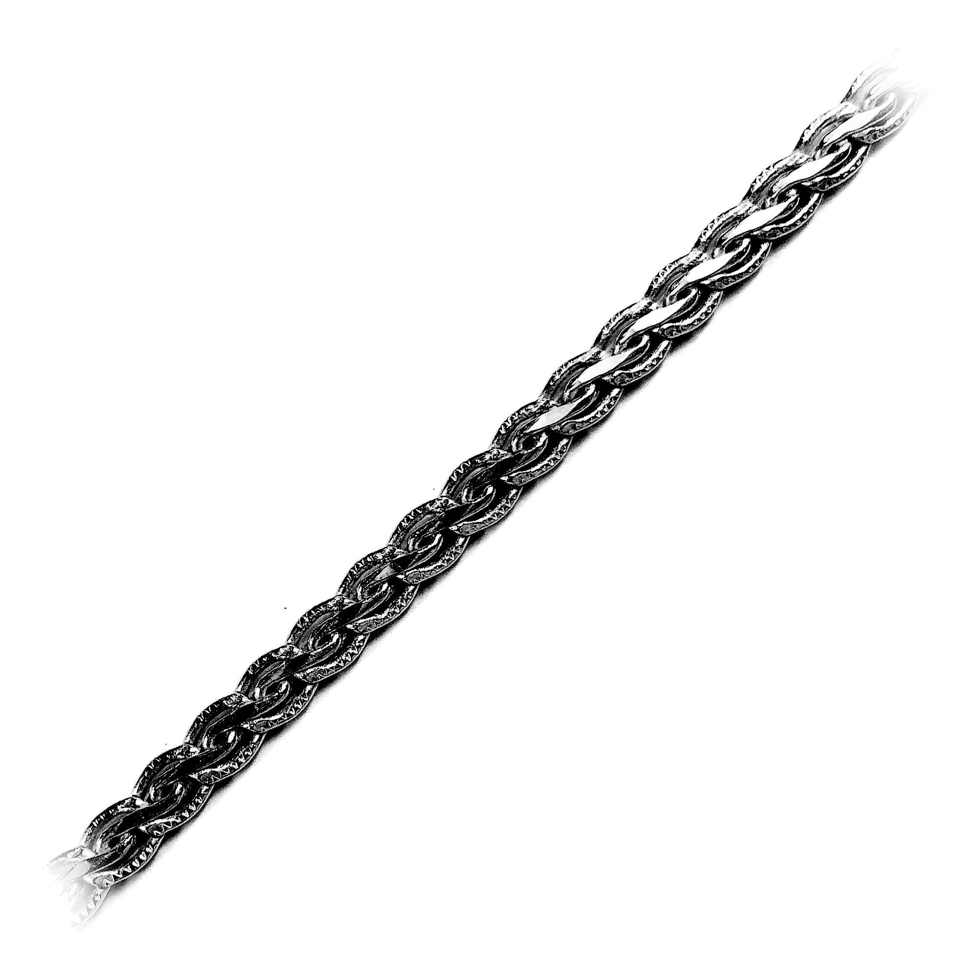 Black Rhodium Overlay Over Copper elongated oval link chain with polished dark finish, sold per foot for professional jewelry manufacturing and wholesale design applications