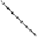 Black Rhodium Overlay Over Copper heart and cross pattern link chain with dark polished finish, sold per foot for wholesale jewelry manufacturing and professional design use