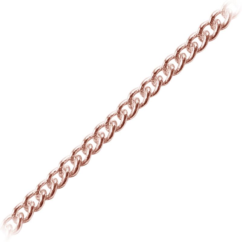 Rose Gold Overlay Over Copper fine curb link chain with tightly connected links designed for wholesale jewelry manufacturing, extender construction, and professional assembly lines
