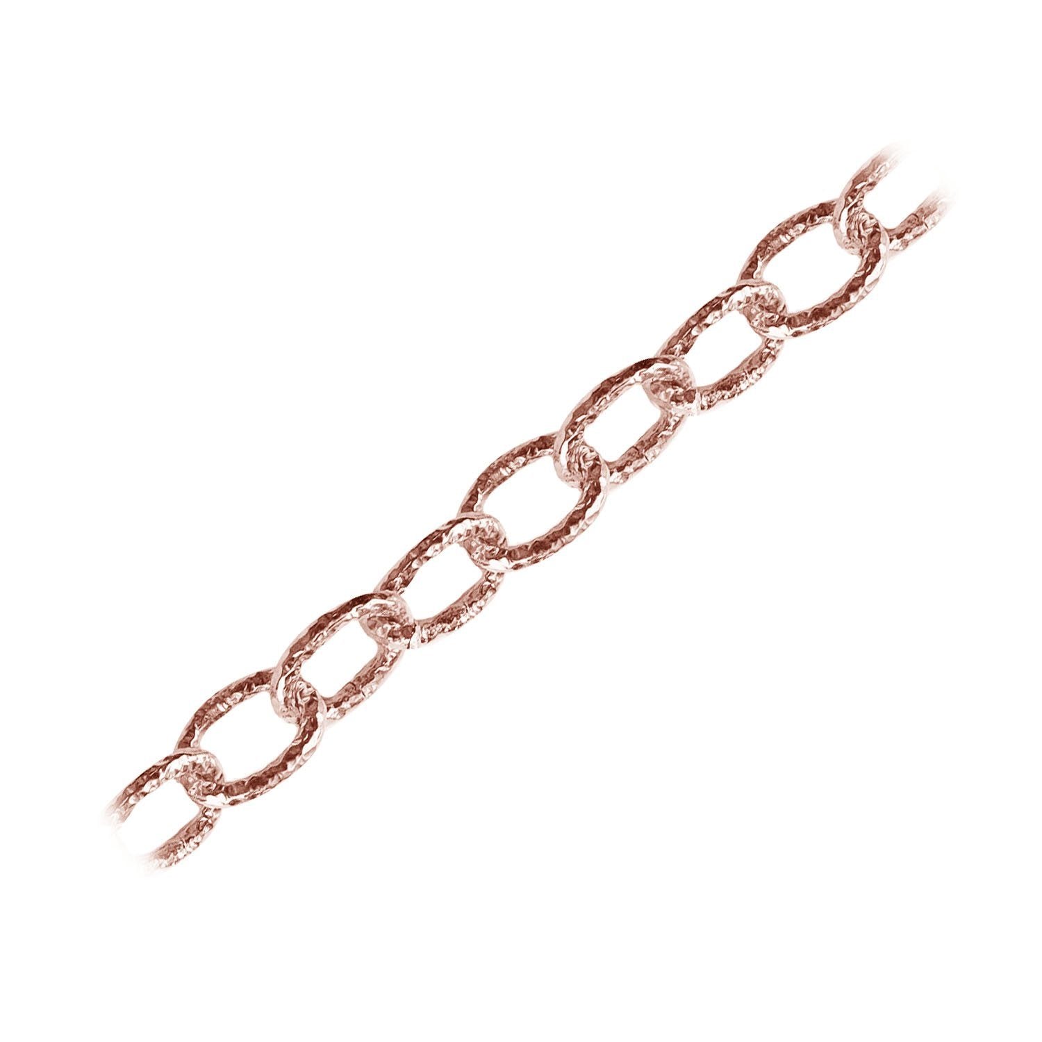 Rose Gold Overlay Over Copper oversized link chain with elongated oval links, handcrafted in India and sold per foot for wholesale jewelry manufacturing.