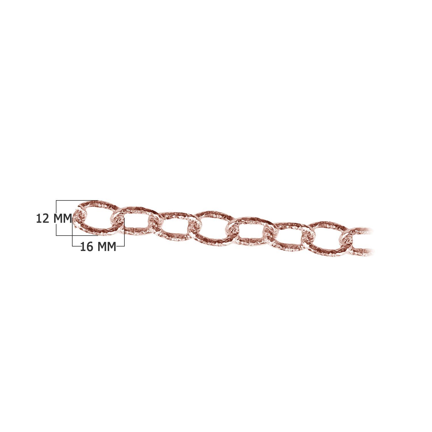Rose Gold Overlay Over Copper oversized link chain with elongated oval links, handcrafted in India and sold per foot for wholesale jewelry manufacturing.