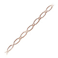 Rose Gold Overlay slim elongated link chain handcrafted in India, sold per foot for wholesale jewelry making and lightweight chain designs.