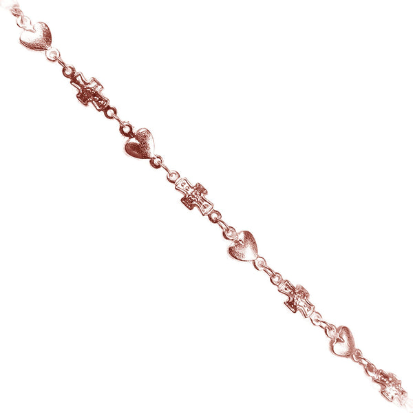 CHRG-313 Rose Gold Overlay Beading & Extender Chain Cross-8X5MM Heart-5X5MM Beads Bali Designs Inc 